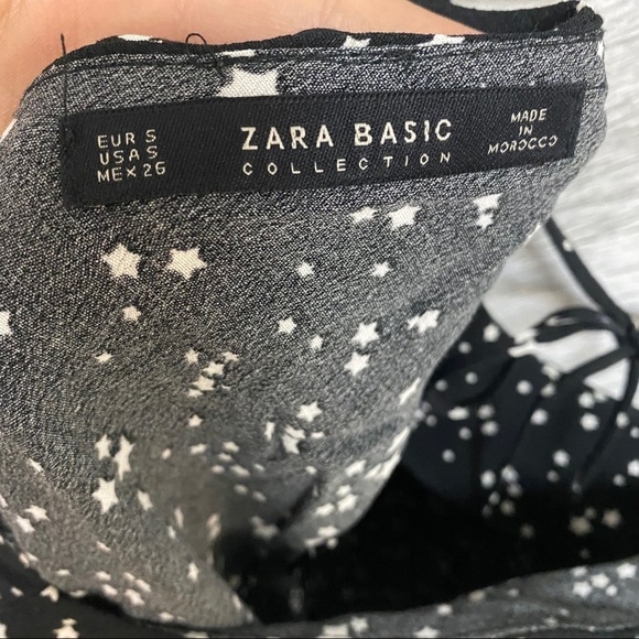 Zara | Black Star Print Ruffle Mini Dress Size Sm - Picture 14 of 15